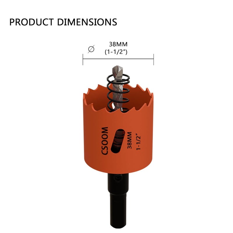 CSOOM 1-1/2" (38mm) Bi-Metal Hole Saw for Plastic, Wood, Plywood, Thin Steel and Thin Aluminum Sheets - Image 2